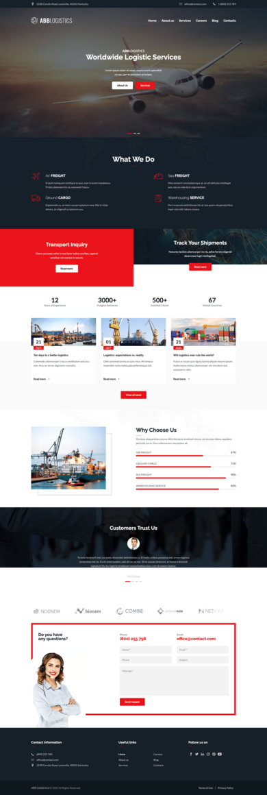 Responsive Contao theme for logistics, transportation and shipping companies