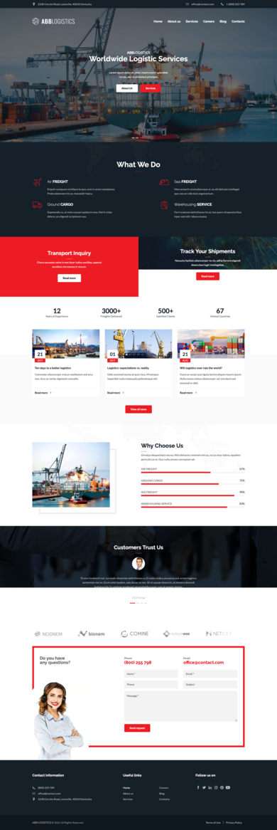 Responsive Contao theme for logistics, transportation and shipping companies