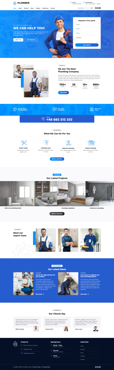 Responsive Contao theme for plumbing services, air conditioning services, electrical installations – Premium Themes for Contao
