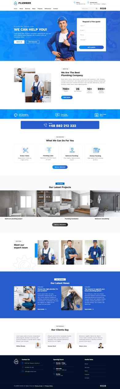Responsive Contao theme for plumbing services, air conditioning services, electrical installations – Premium Themes for Contao